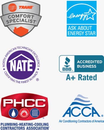 Trane, Energy Star, NATE, BBB, PHCC, ACCA Trane, Energy Star, NATE, BBB, PHCC, ACCA
